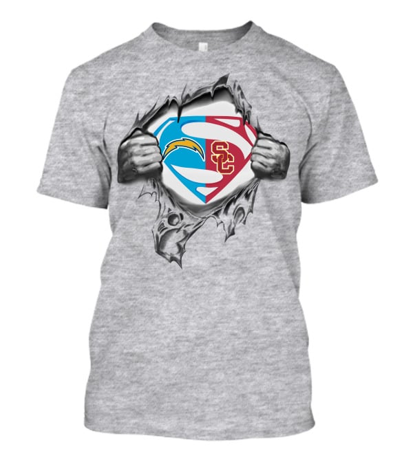 Chargers Usc Trojans Superman Symbol Burst Fusion T-Shirt