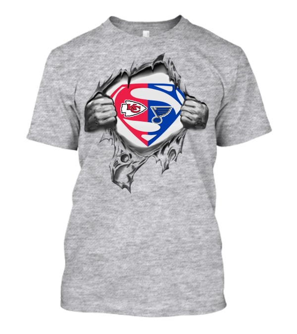 Kansas City Chiefs St Louis Blues Superman Logo Mashup T-Shirt
