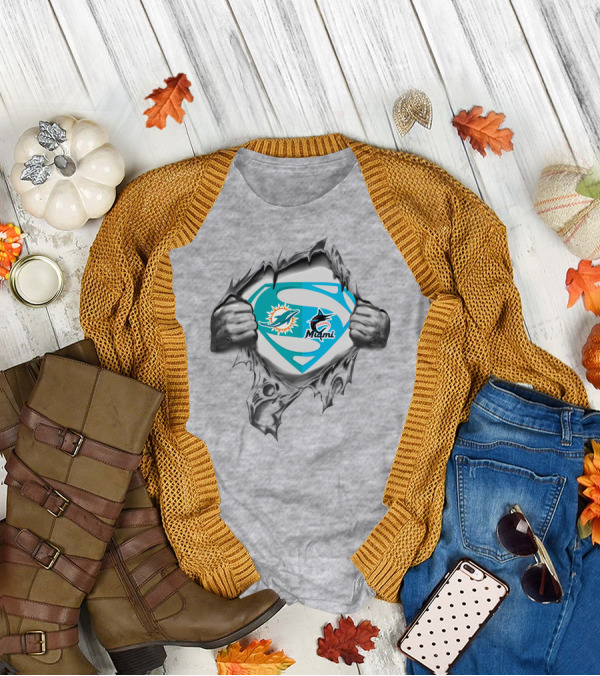 Miami Dolphins Miami Marlins Superman T-Shirt