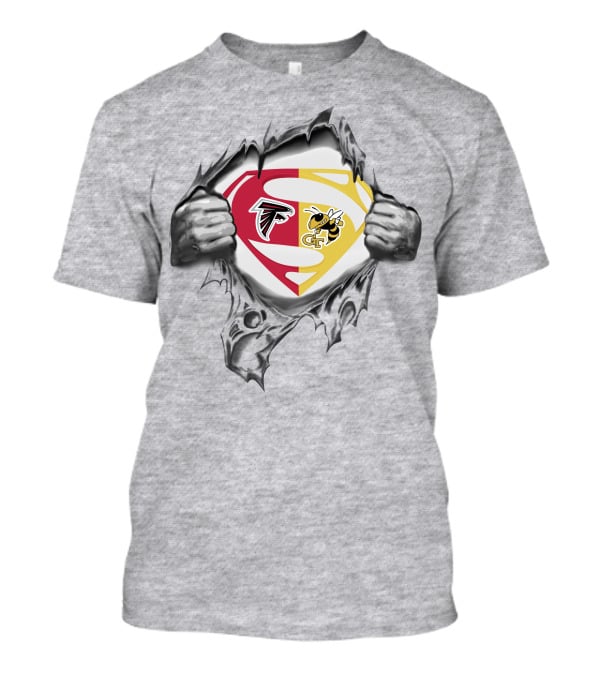 Falcons Georgia Tech Yellow Jackets Superman Logo Tear T-Shirt