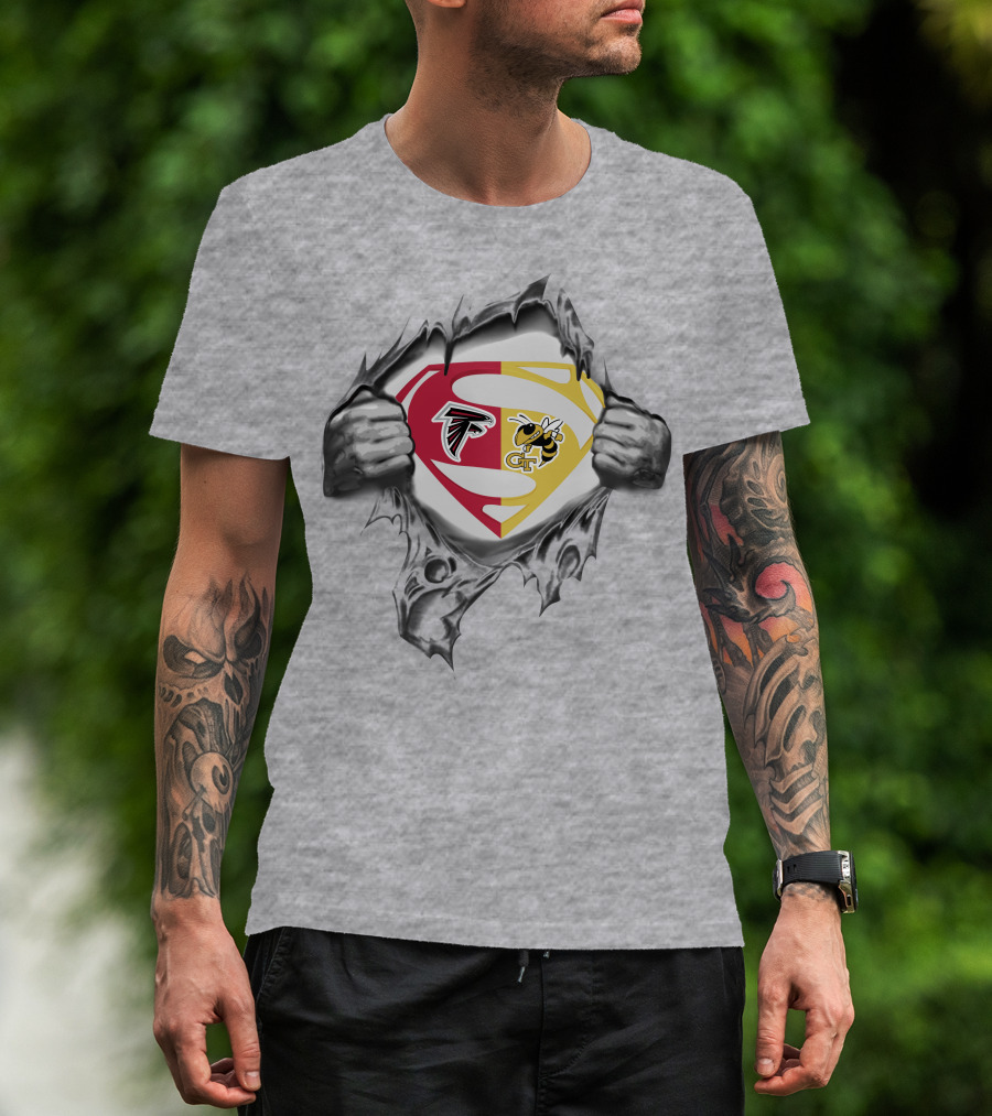 Falcons Georgia Tech Yellow Jackets Superman Logo Tear T-Shirt