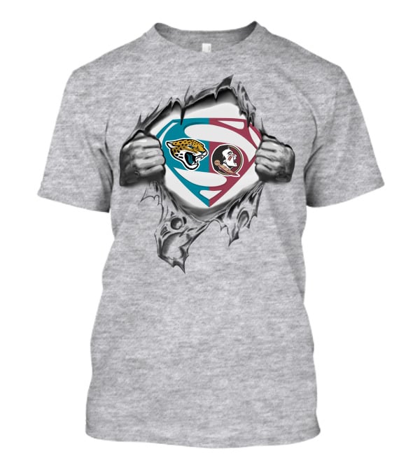 Jaguars Florida State Seminoles Superman Logo Fusion T-Shirt