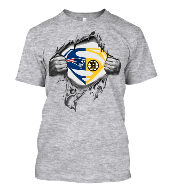 Patriots Boston Bruins Superman Logo Fusion T-Shirt