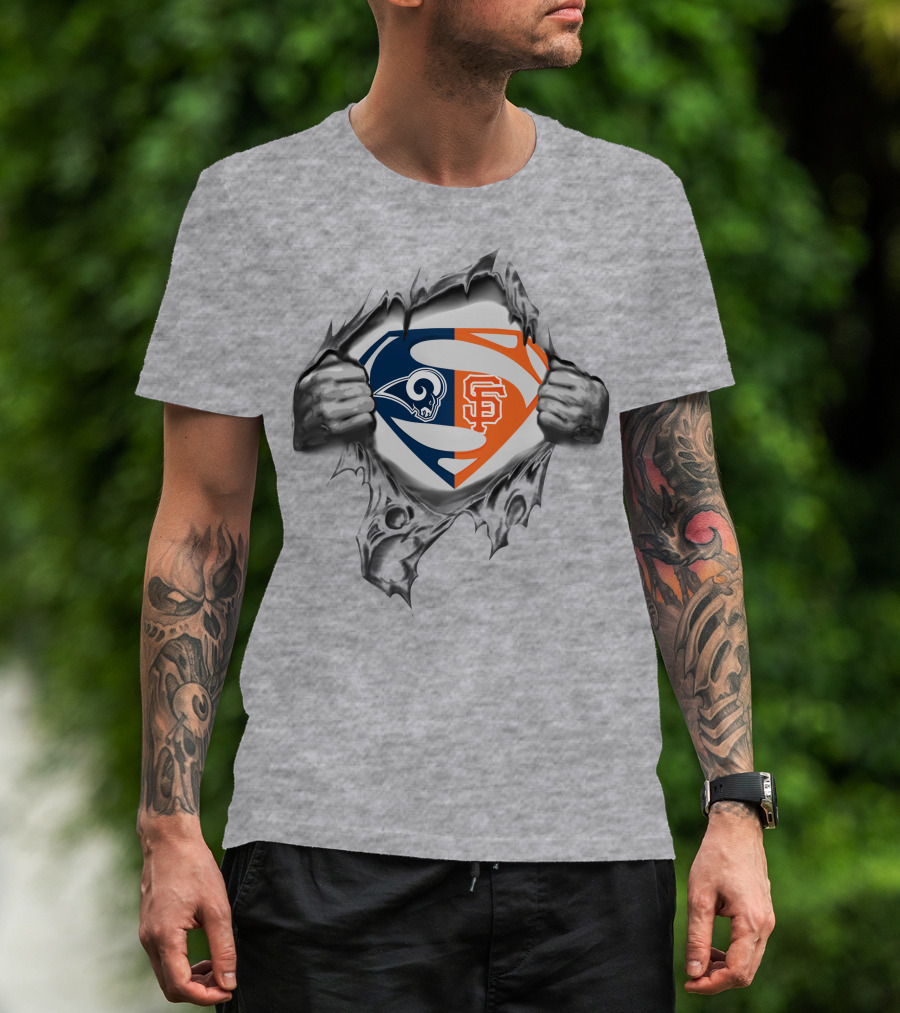 Rams San Francisco Giants Superman Logo Fusion T-Shirt