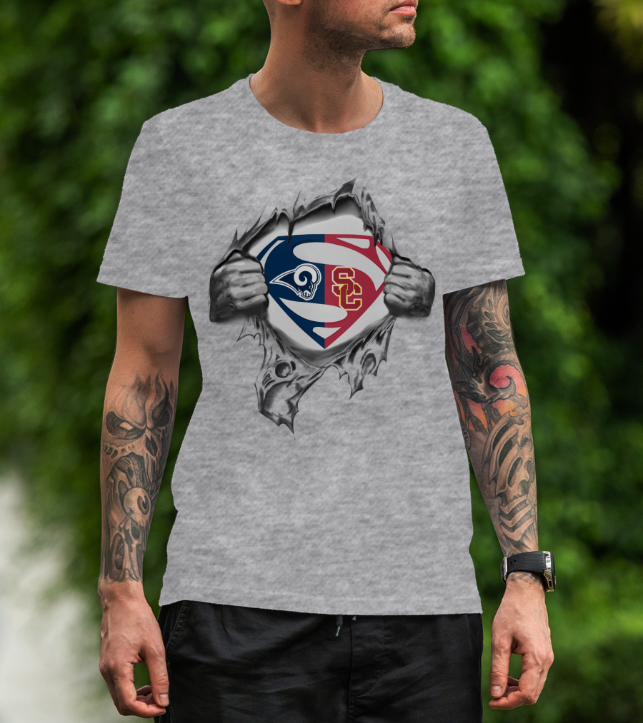Rams Usc Trojans Superman Logo Mashup Fusion T-Shirt