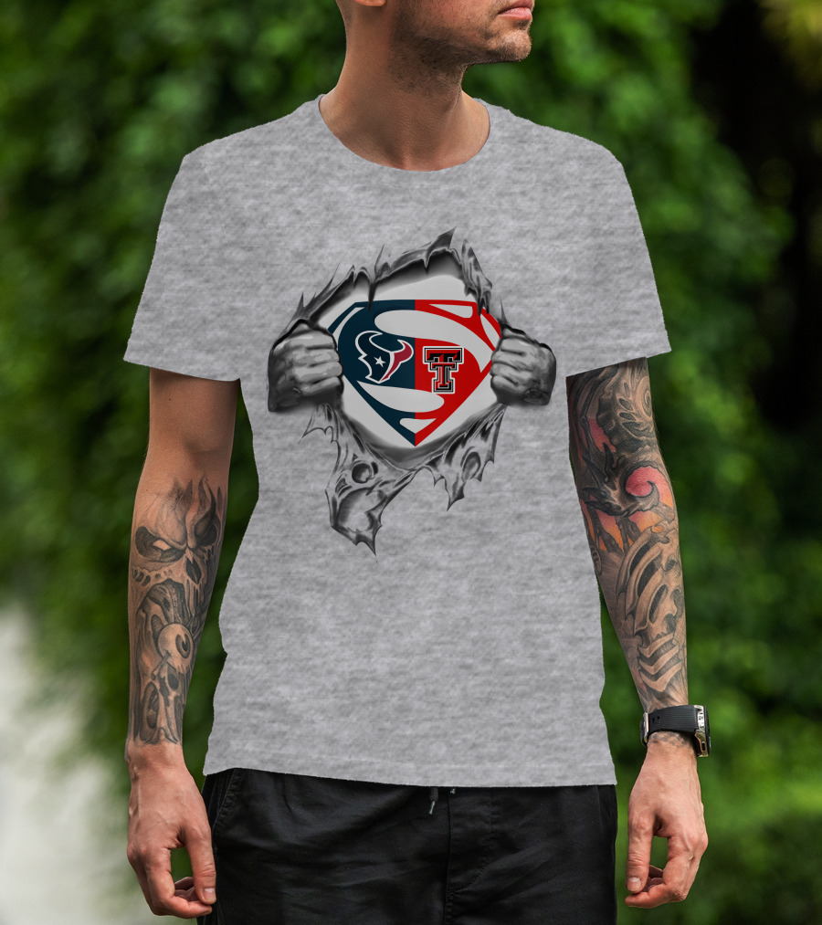 Texans Texas Tech Red Raiders Superman Logo Fusion T-Shirt