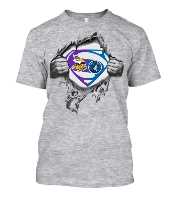 Vikings Minnesota Timberwolves Superman Logo Crossover T-Shirt