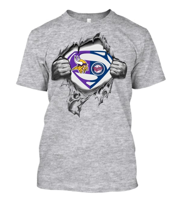 Minnesota Vikings Twins Superman Logo Fusion T-Shirt