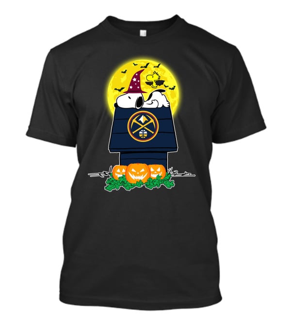 Denver Nuggets Snoopy Halloween Peanuts Doghouse Pumpkins Moon T-Shirt
