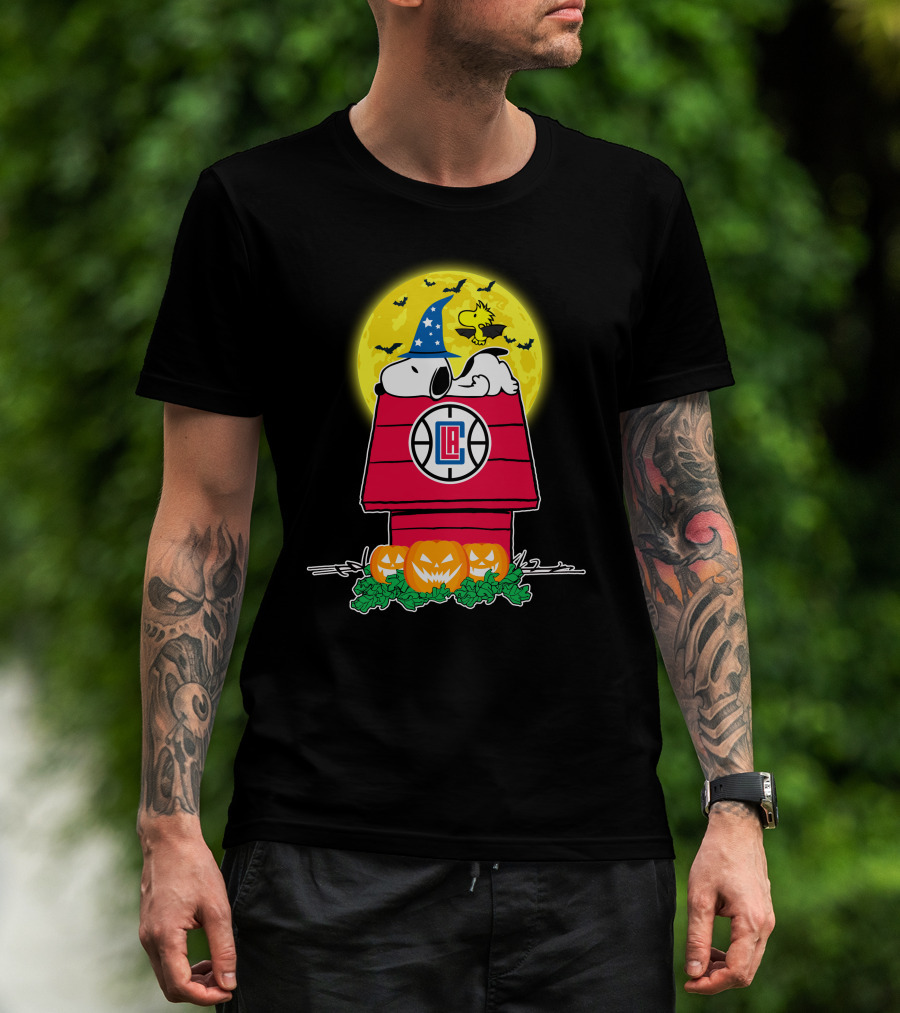 La Clippers Snoopy Halloween Peanuts Pumpkin Patch Moon Bats T-Shirt