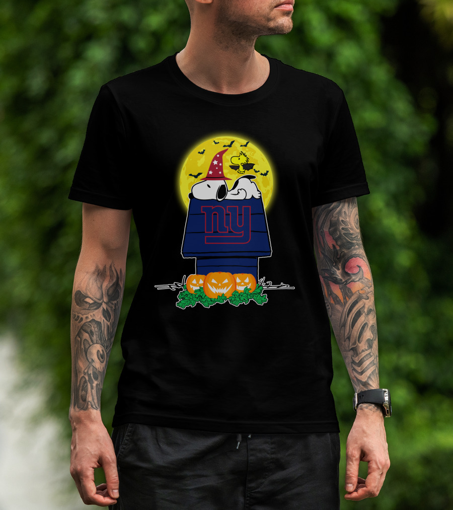 New York Giants Snoopy Halloween Pumpkin Moonbat T-Shirt