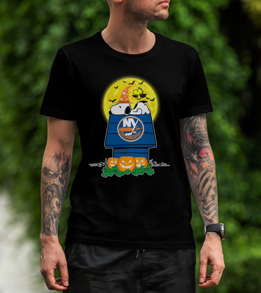 New York Islanders Snoopy Halloween Full Moon Pumpkins Wizards T-Shirt