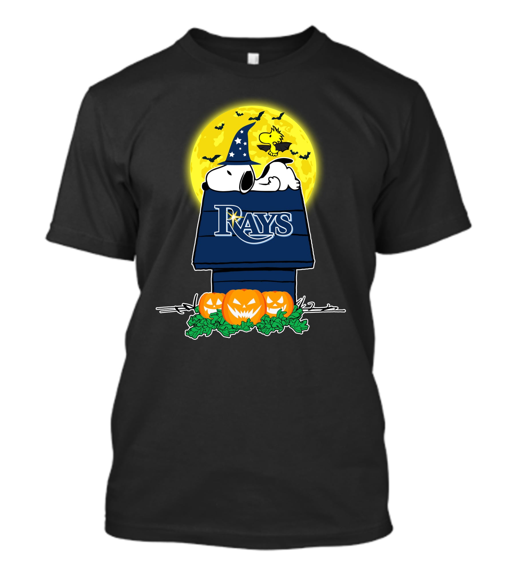 Tampa Bay Rays Snoopy Halloween Moon Pumpkins Woodstocks T-Shirt