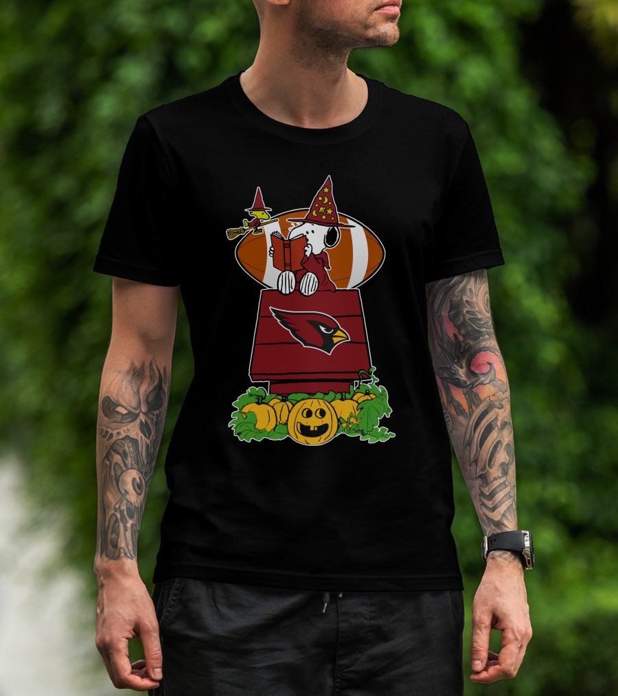 Arizona Cardinals Snoopy Halloween Football Pumpkin Scene T-Shirt