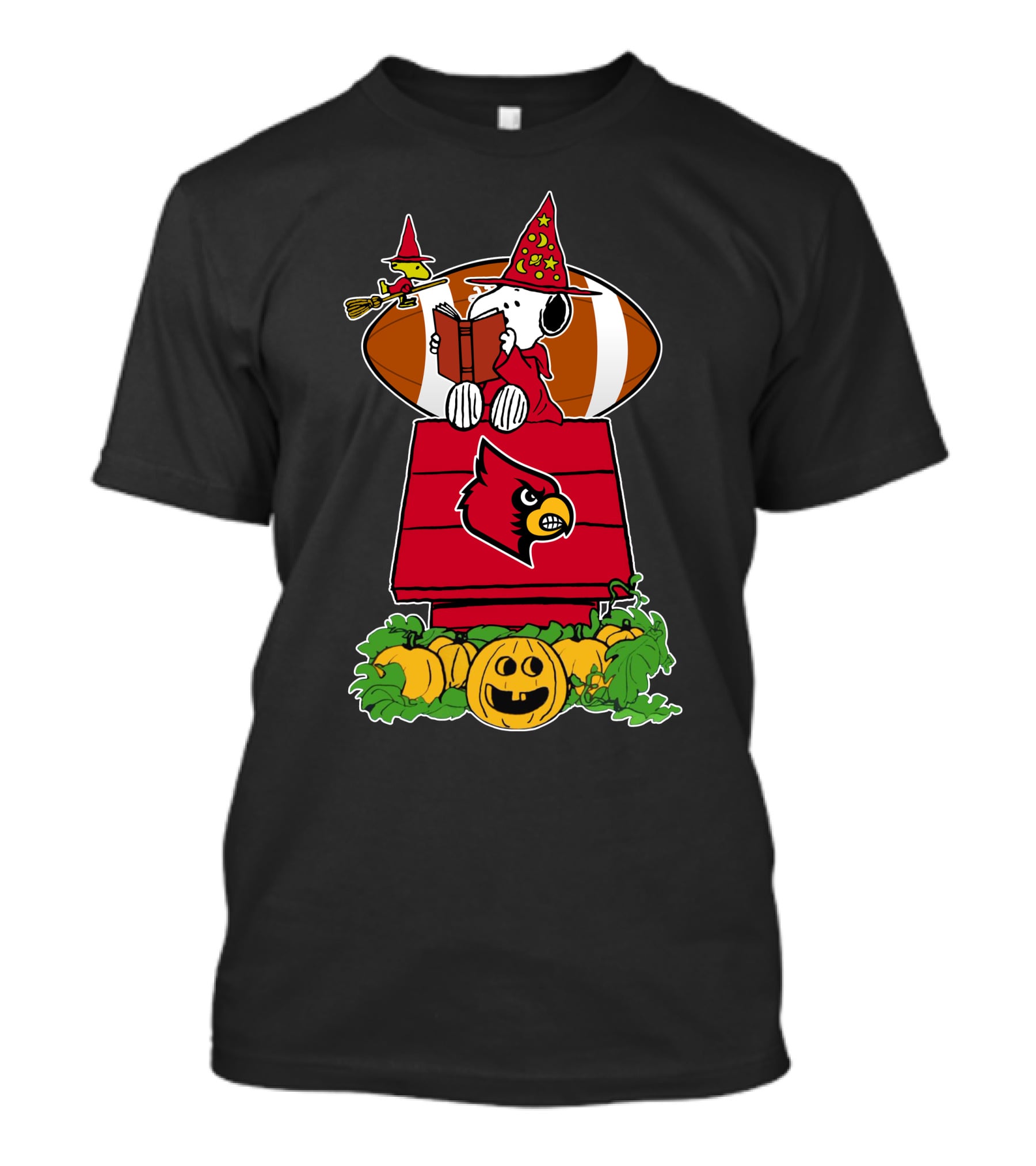Snoopy Halloween Louisville Cardinals Football Pumpkin Scene T-Shirt