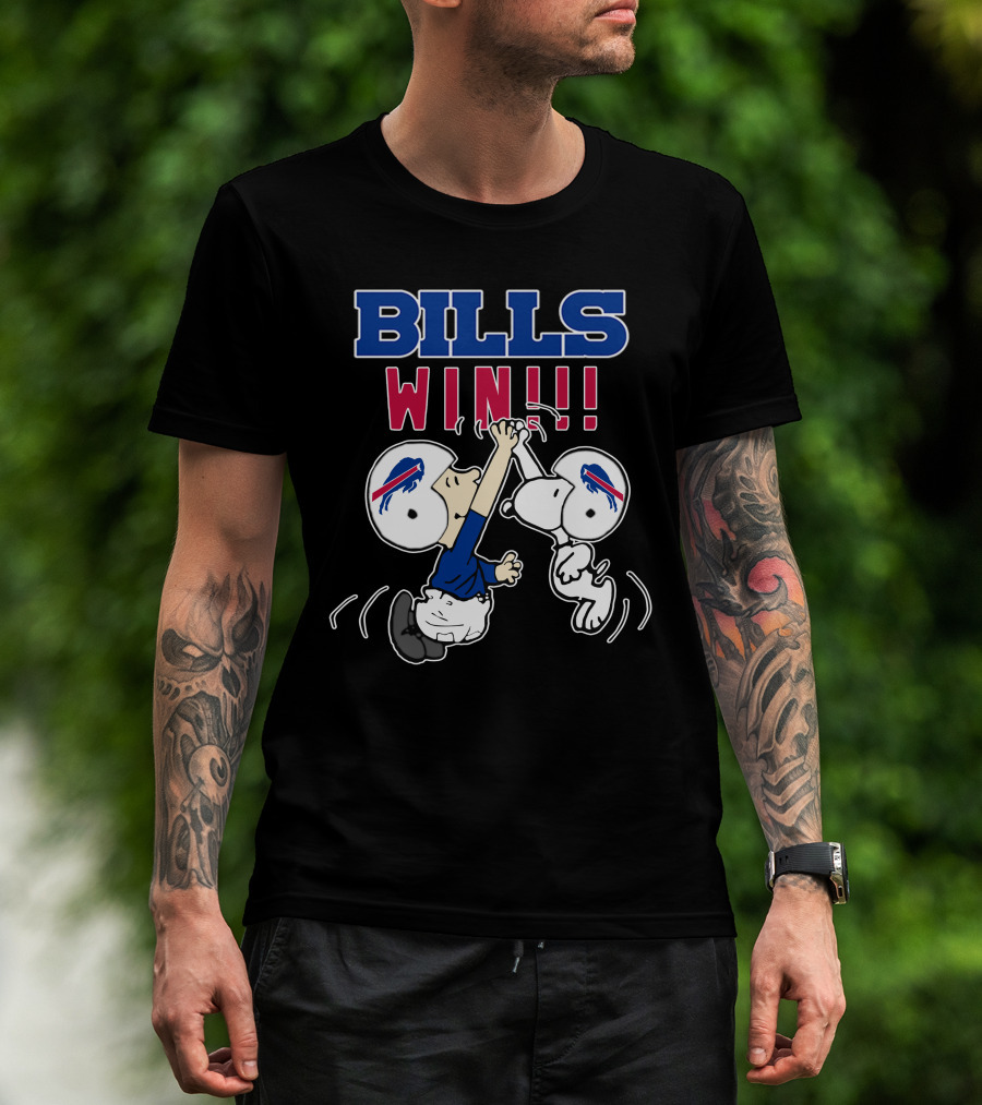 Bills Win!! Buffalo Bills Victory Iconic Celebration With Character Helmets T-Shirt