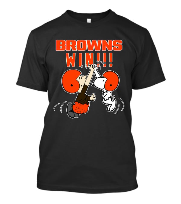 Browns Win!!! Peanuts Characters Celebrate Cleveland Victory T-Shirt