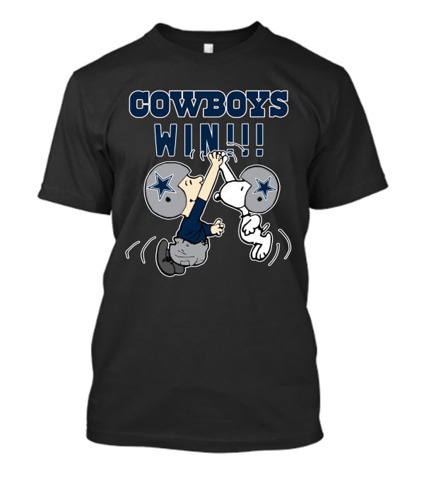 Cowboys Win!! Peanuts High Five Dallas Football Celebration T-Shirt