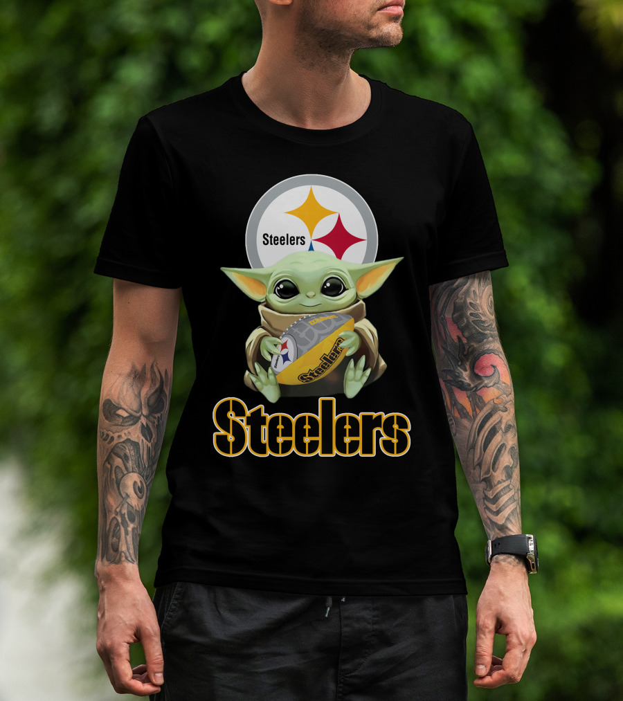 Steelers Baby Yoda Football Fan T-Shirt