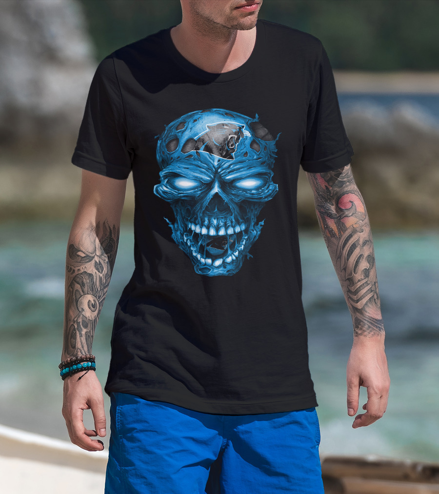 Carolina Panthers Skull Blue T-Shirt