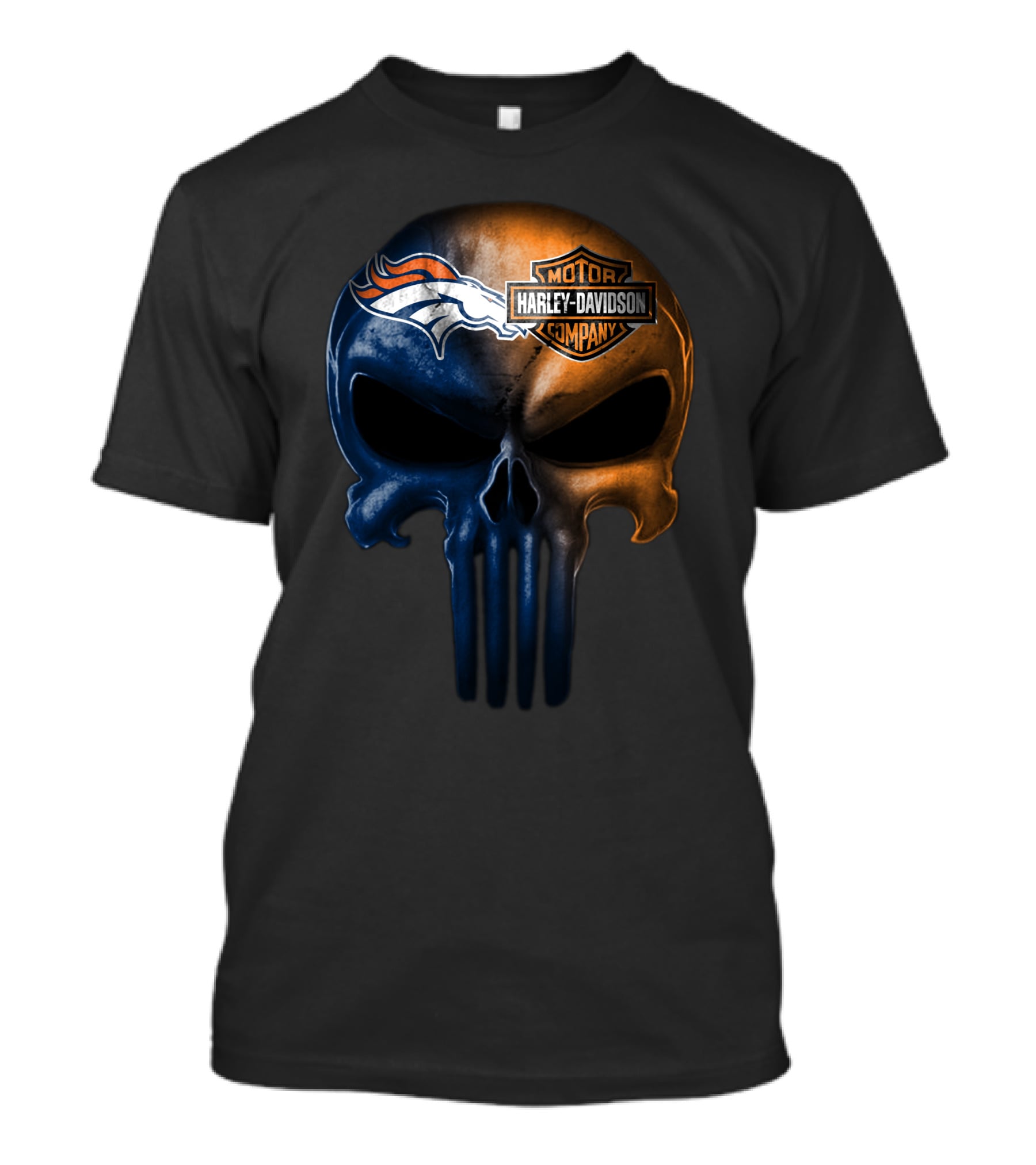 Denver Broncos Harley Davidson Skull T-Shirt