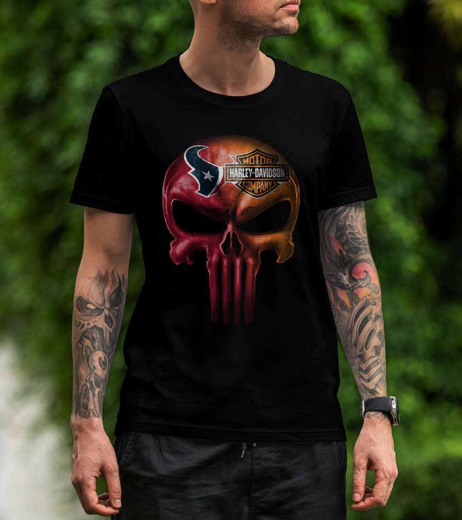 Houston Texans Skull Harley Davidson T-Shirt
