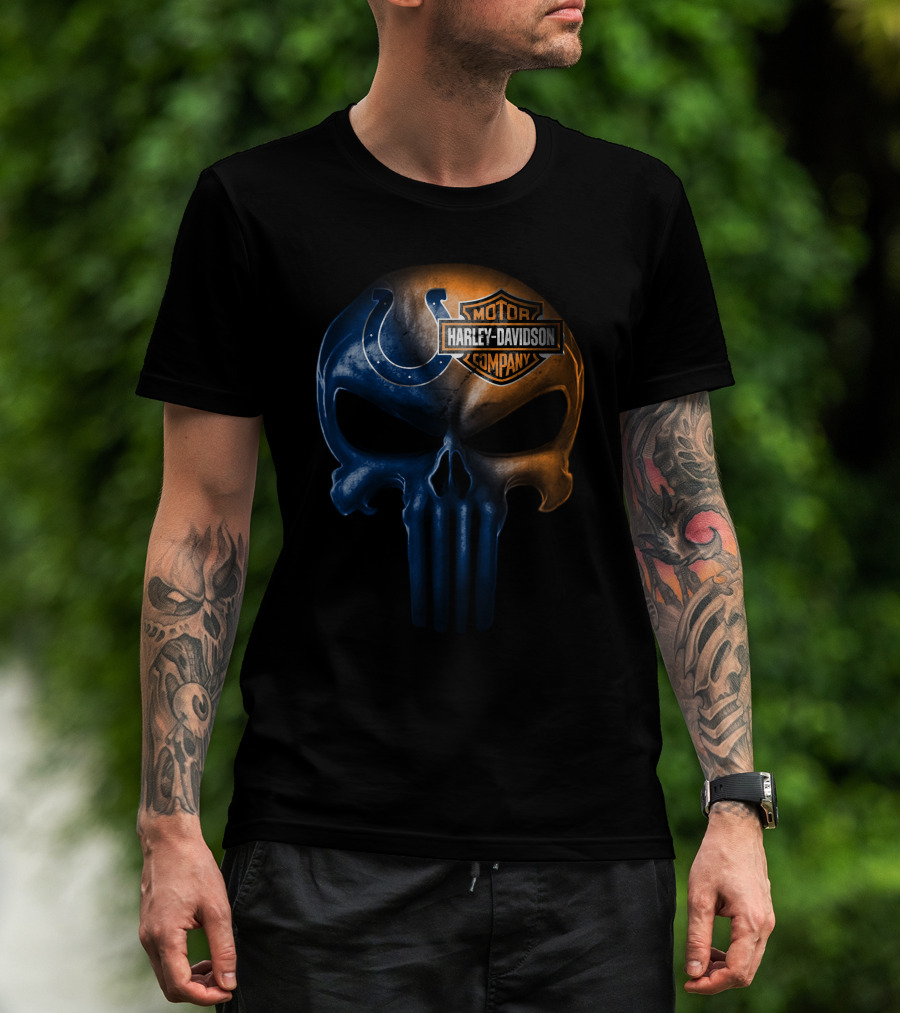 Indianapolis Colts Harley Davidson Skull 2 T-Shirt