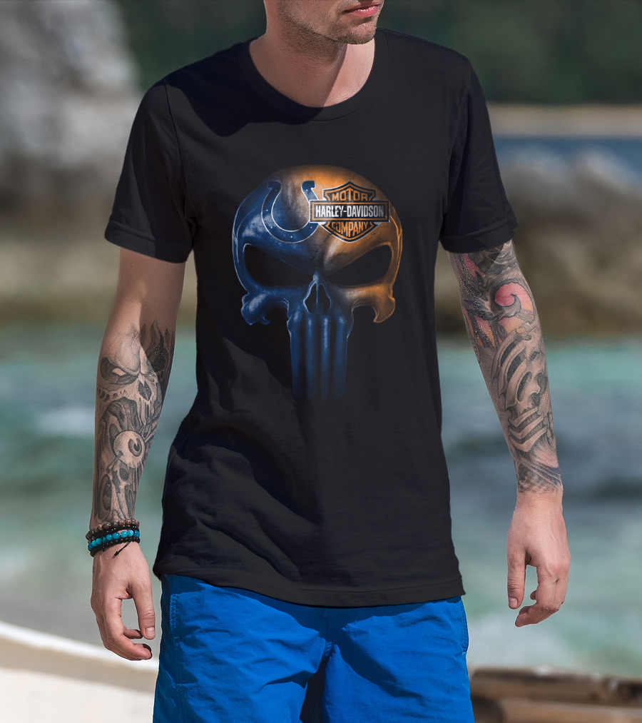 Indianapolis Colts Harley Davidson Skull 2 T-Shirt