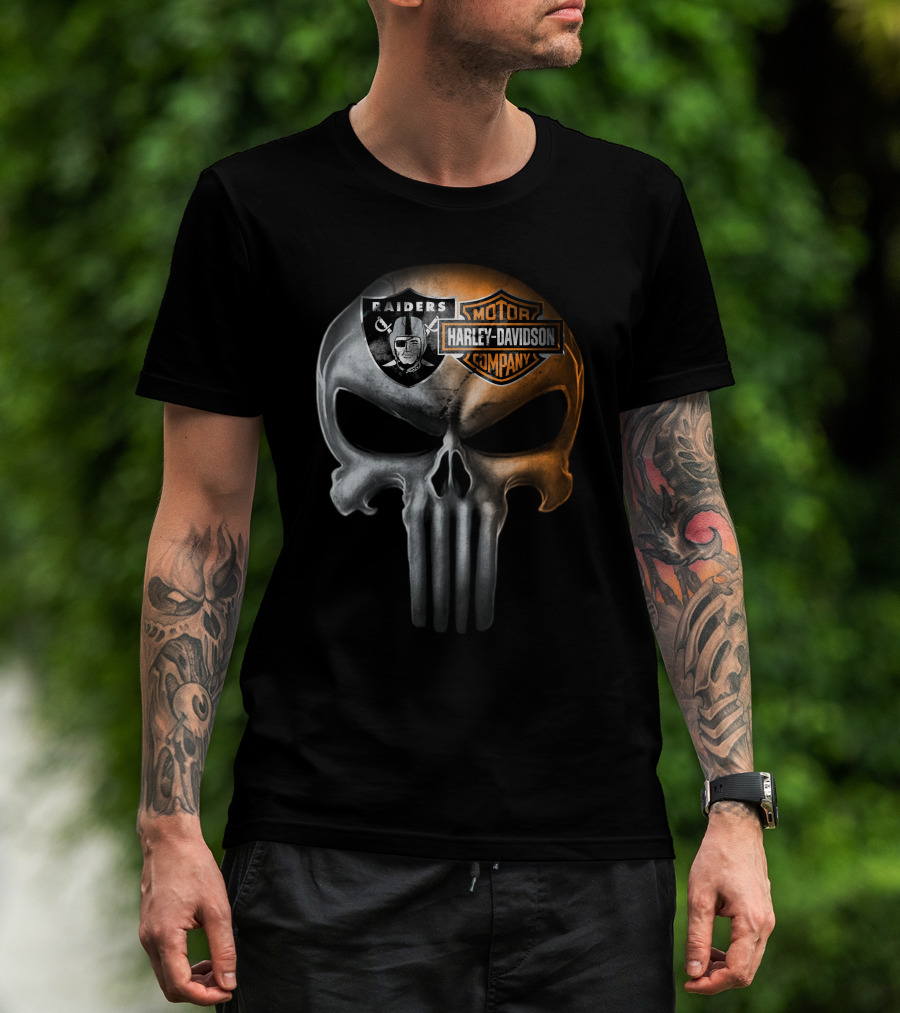 Las Vegas Raiders Harley Davidson Skull T-Shirt