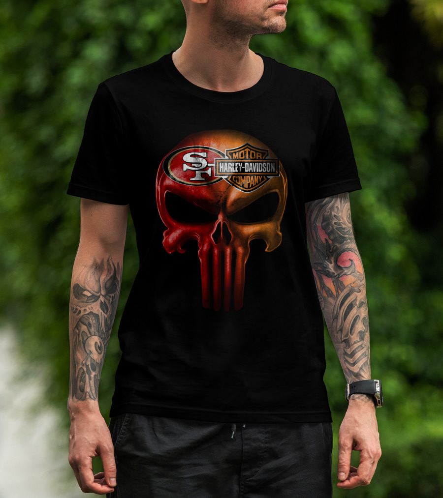 San Francisco 49ers Harley Davidson Skull T-Shirt