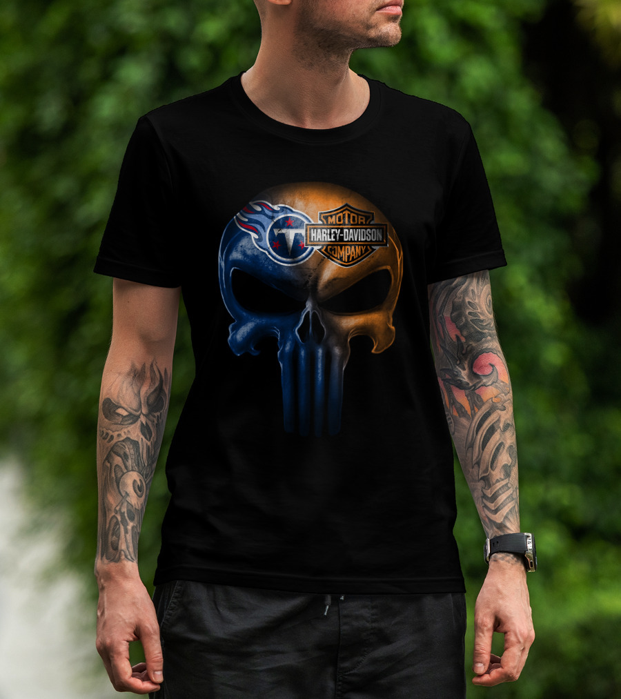Tennessee Titans Skull Harley Davidson Company Logo Fusion T-Shirt