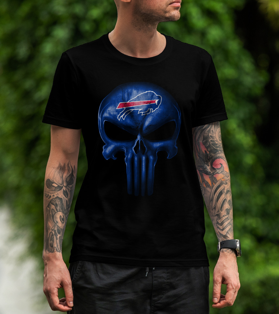Buffalo Bills Skull Logo Blue Helmet T-Shirt