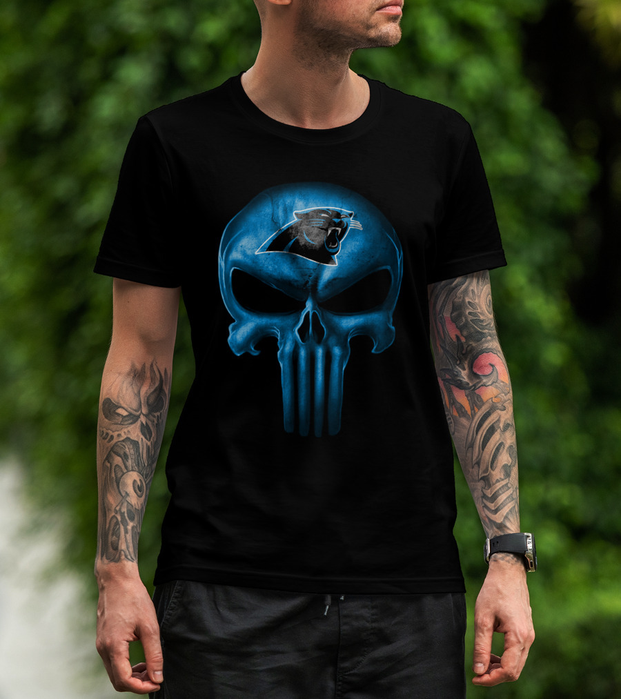 Carolina Panthers Skull Punisher Logo T-Shirt
