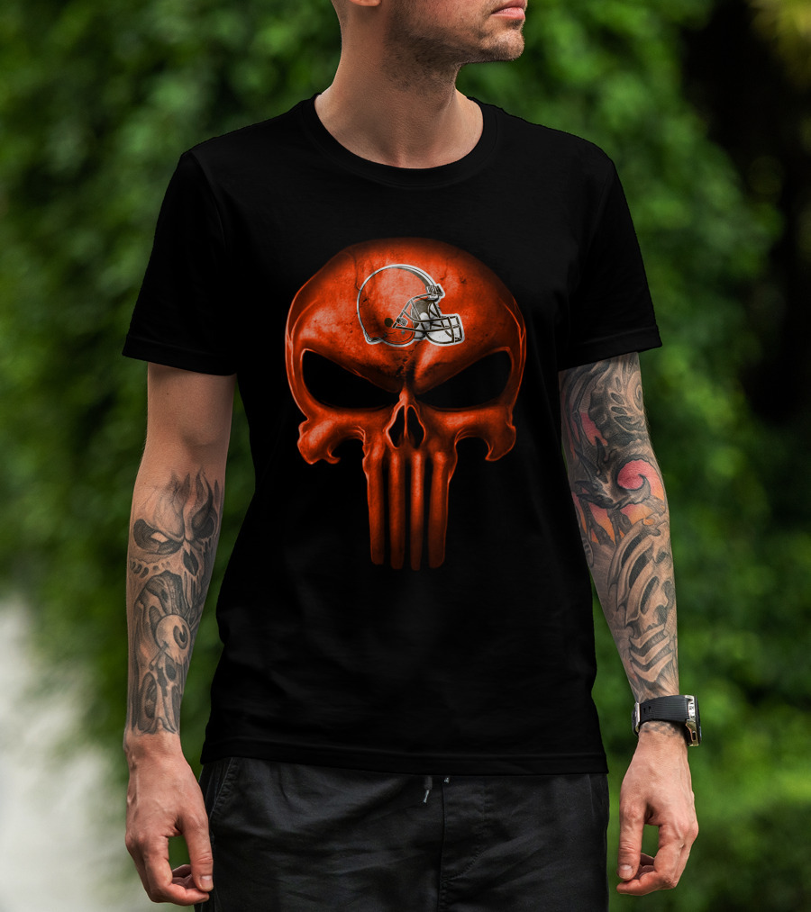 Cleveland Browns Helmet Skull T-Shirt