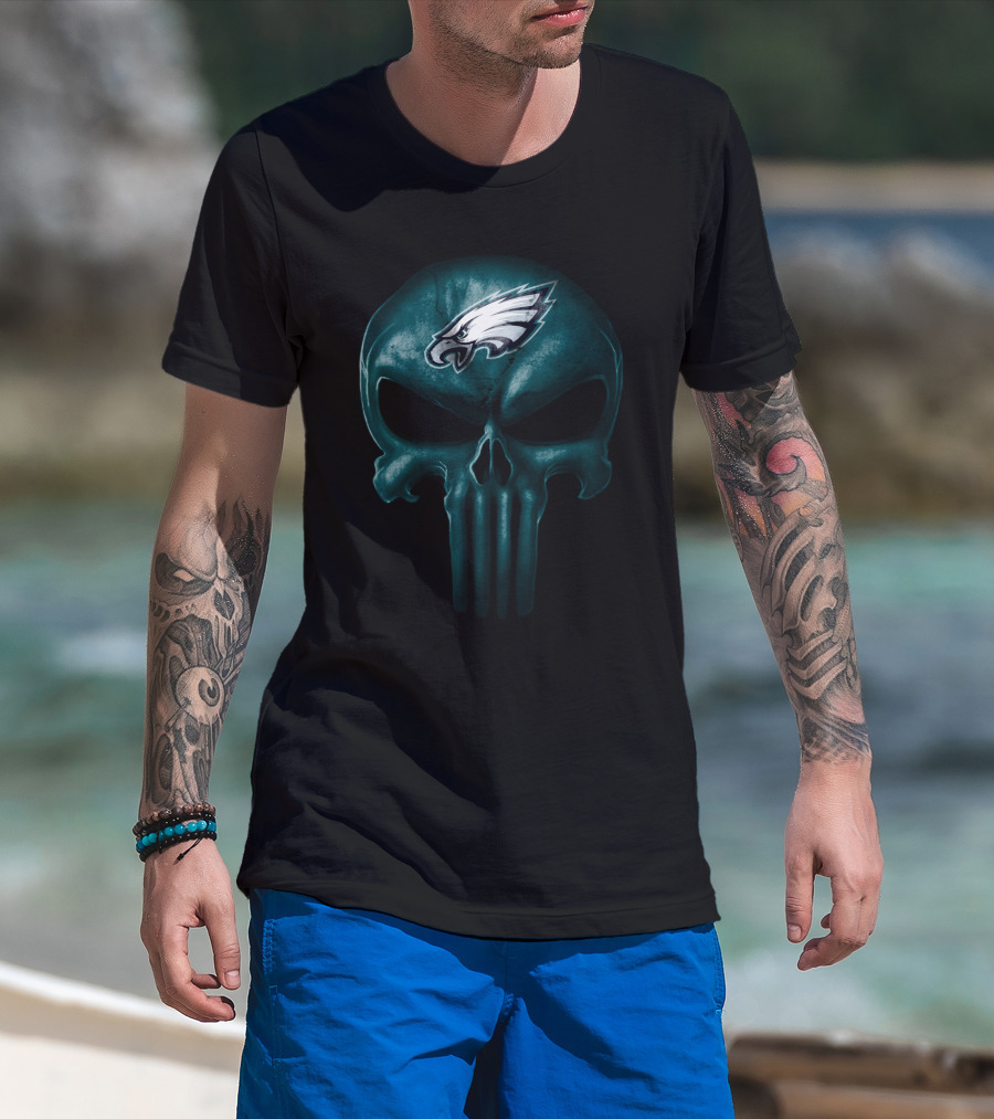 Philadelphia Eagles Skull Design With Team T-Shirt
