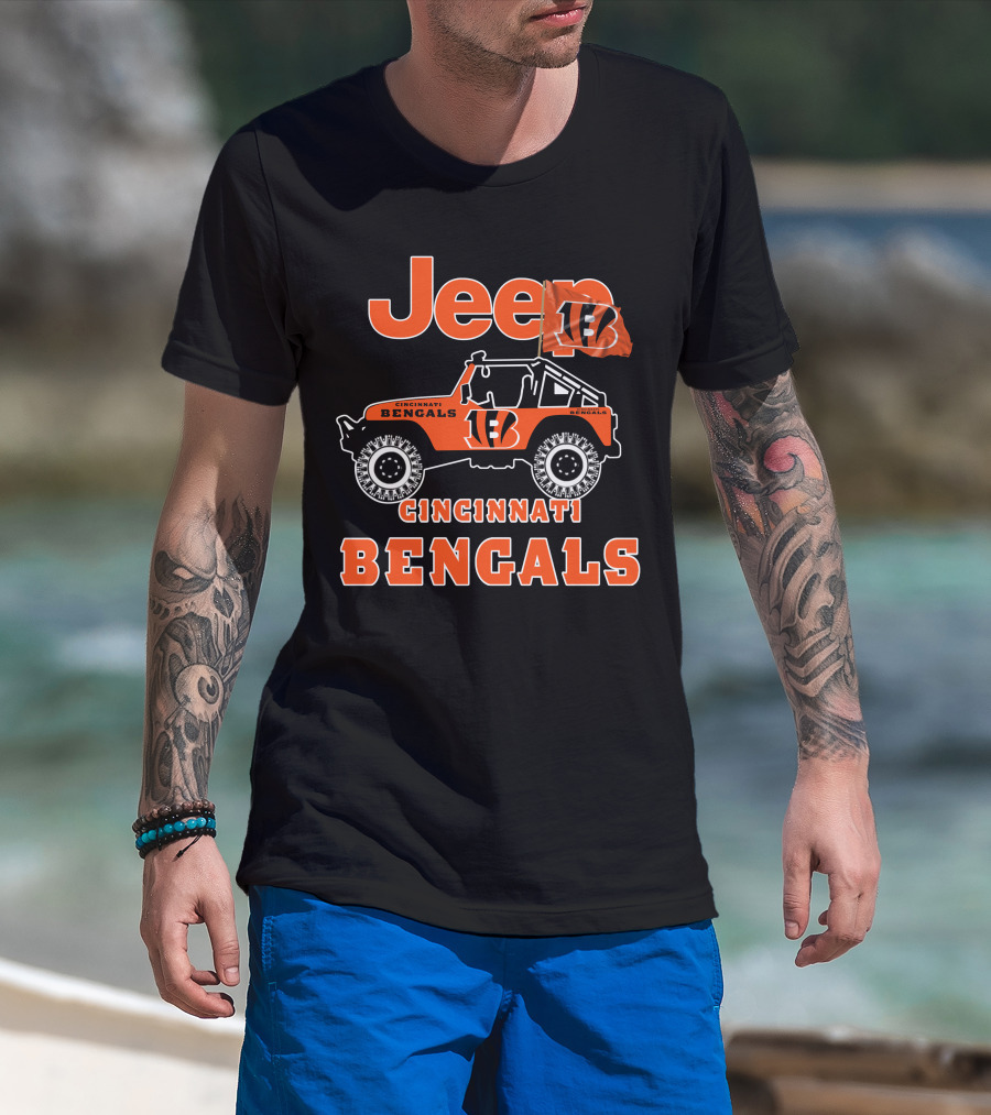 Jeep Cincinnati Bengals 18 Flag T-Shirt