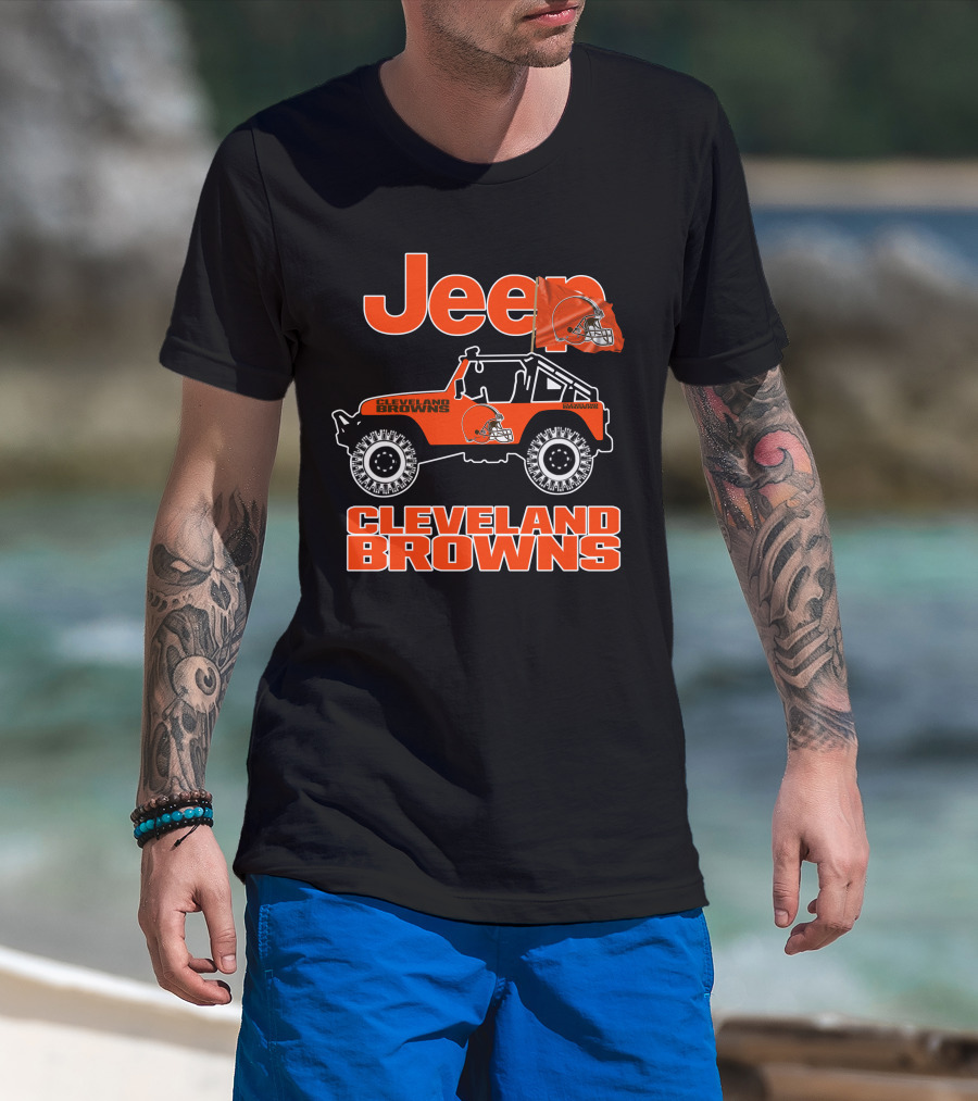 Jeep Cleveland Browns Off-Road Adventure Fan Enthusiast T-Shirt