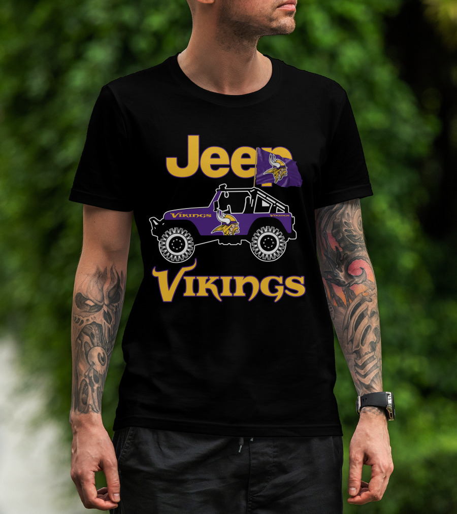 Jeep Minnesota Vikings Flag Vehicle T-Shirt