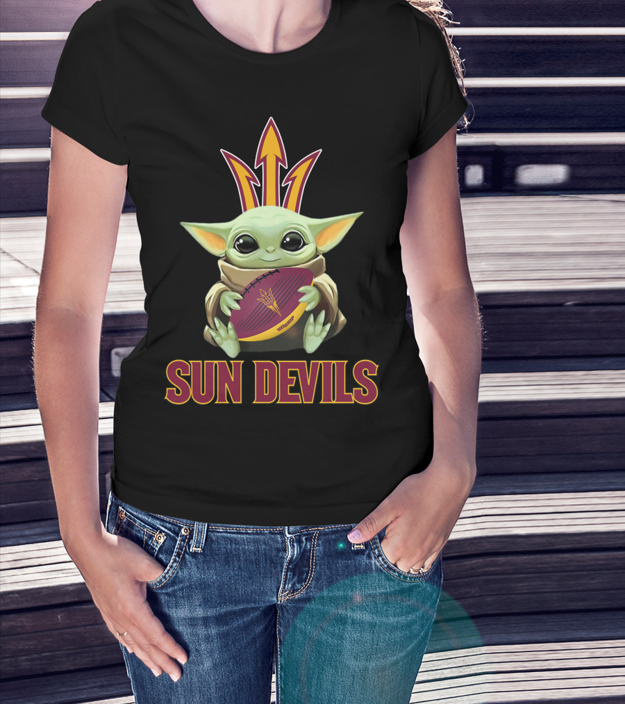 Arizona State Sun Devils Baby Yoda Football T-Shirt
