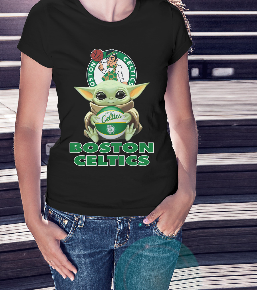 Boston Celtics Baby Yoda Holding Basketball And Team T-Shirt