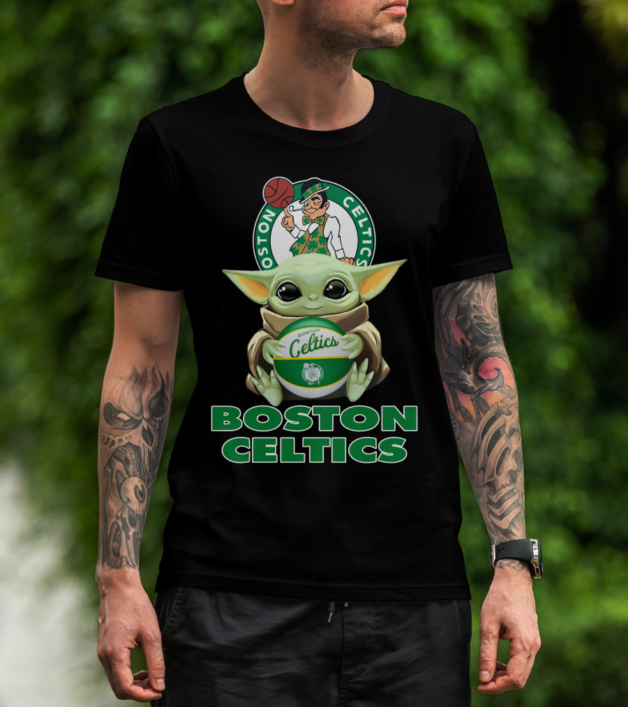 Boston Celtics Baby Yoda Holding Basketball And Team T-Shirt