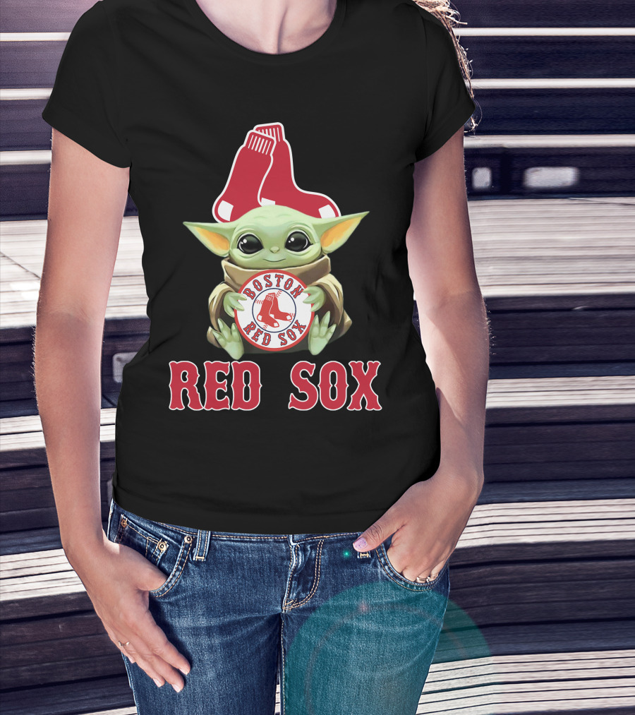Boston Red Sox Baby Yoda With Team T-Shirt