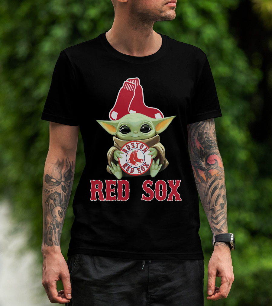 Boston Red Sox Baby Yoda With Team T-Shirt