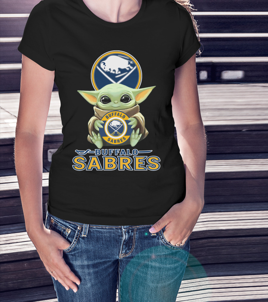 Buffalo Sabres Baby Yoda Holding Team T-Shirt