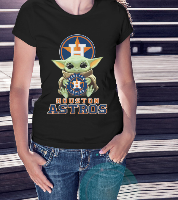 Houston Astros Baby Yoda With Team T-Shirt