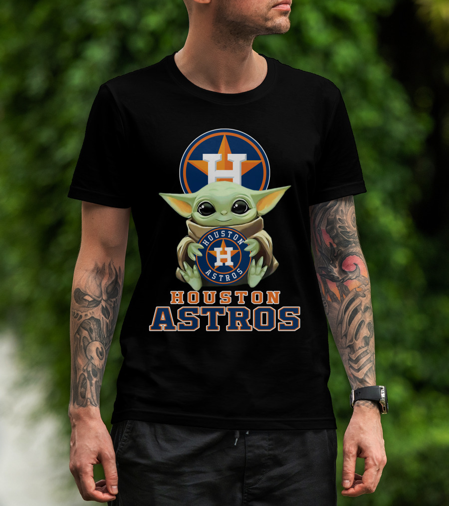 Houston Astros Baby Yoda With Team T-Shirt