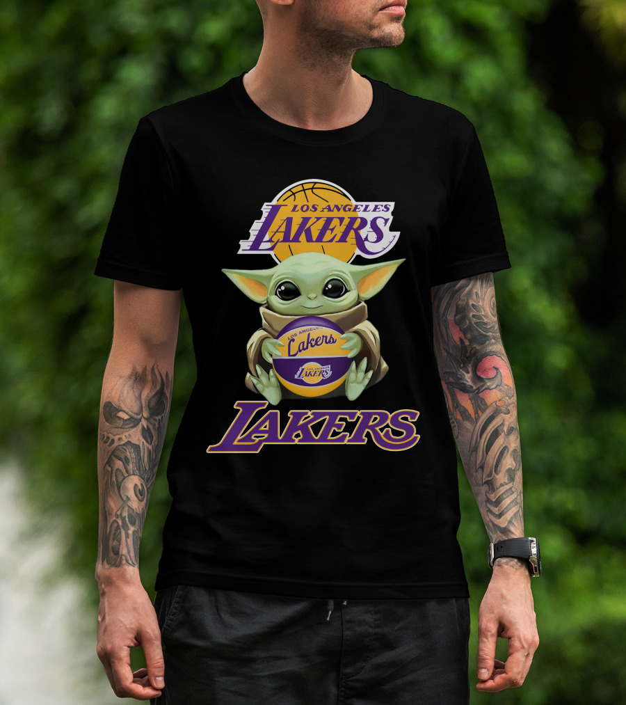 Los Angeles Lakers Baby Yoda Basketball Fan T-Shirt
