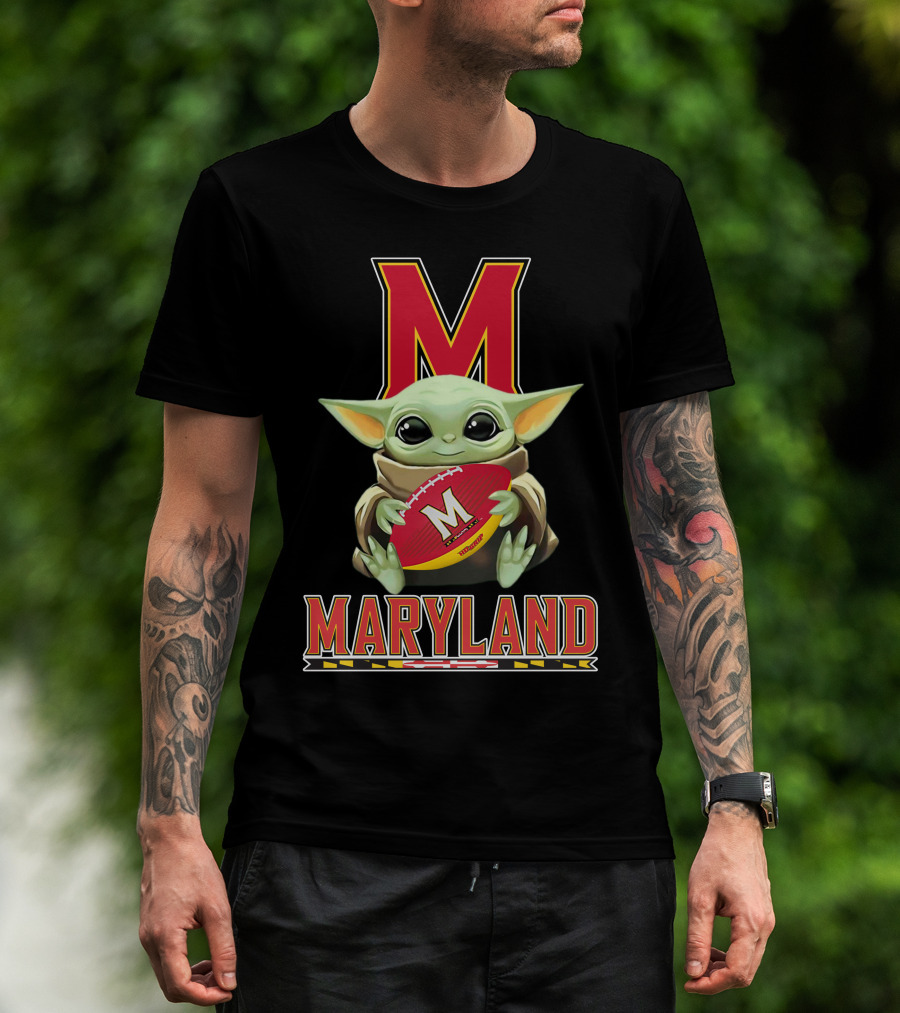 Maryland Terrapins Baby Yoda Football Fan T-Shirt