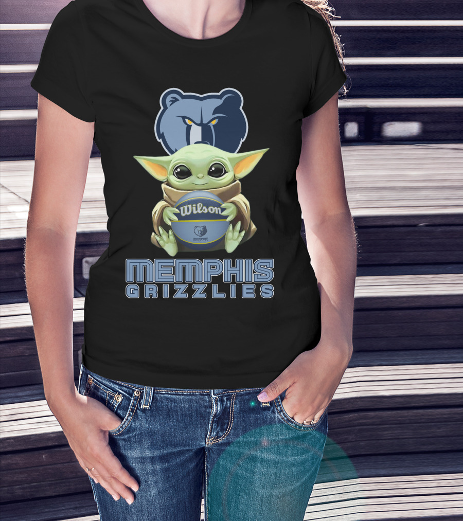 Memphis Grizzlies Baby Yoda Holding Wilson Basketball T-Shirt