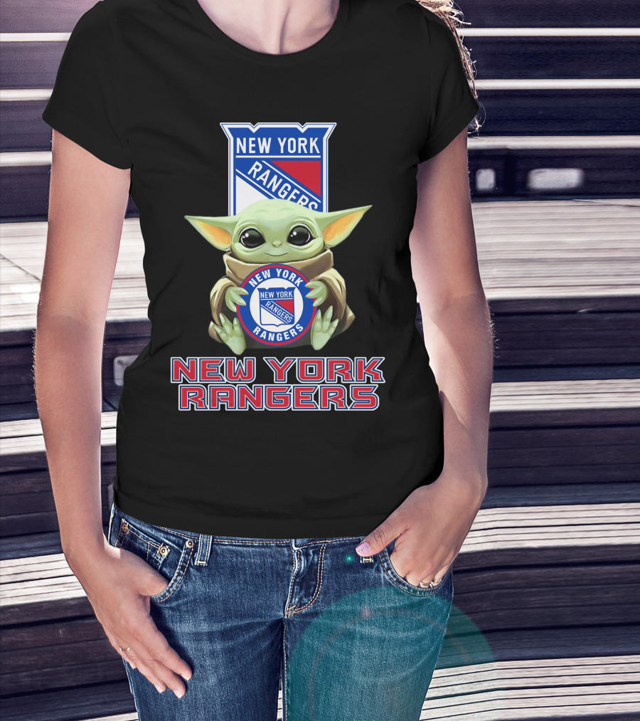 New York Rangers Baby Yoda Holding Team T-Shirt